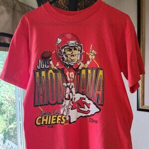 Vintage SF Niners Joe Montana Kansas City Chiefs Large T-Shirt NFL 1993